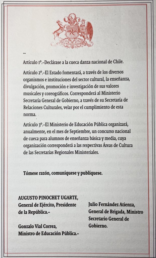 Decreto Ley 23 - Cueca Danza Nacional de Chile